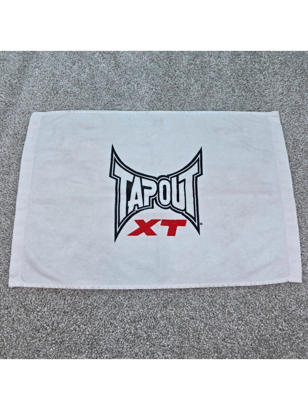 Vtg Tapout XT Workout Gym Towel White MMA Training Towel Turkish Signature 22x14